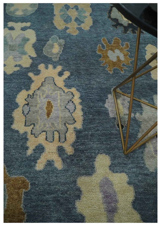 Antique look Hand knotted Blue, Silver and Beige Multi size wool Area Rug