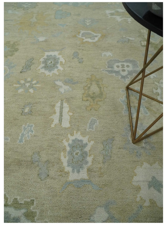 Hand Knotted Traditional Oushak Rug Beige and Ivory Multi Size Ideal for Living, Bedroom, and Dining Rooms |CP1722