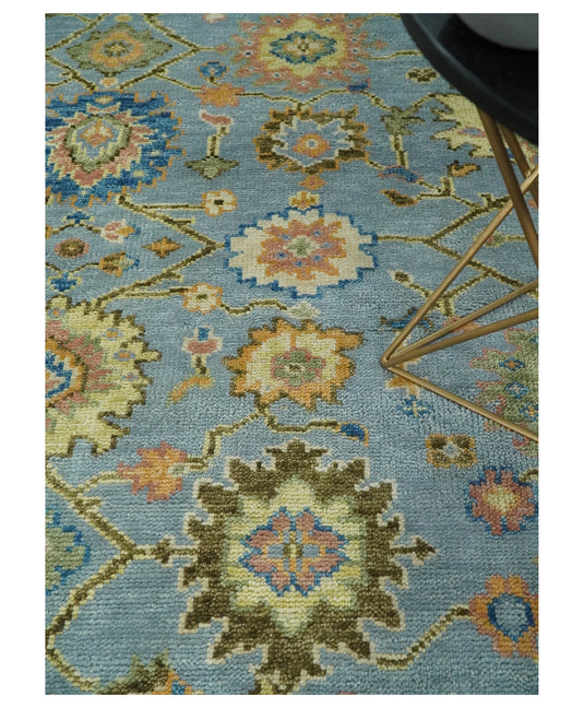 Hand Knotted Traditional Oushak Rug Blue and Rust 3X5,4x6, 5x8, 6x9, 8x10, 9x12,10x14 and 12x15 ft Ideal for Living, Bedroom, and Dining Rooms | CP131S