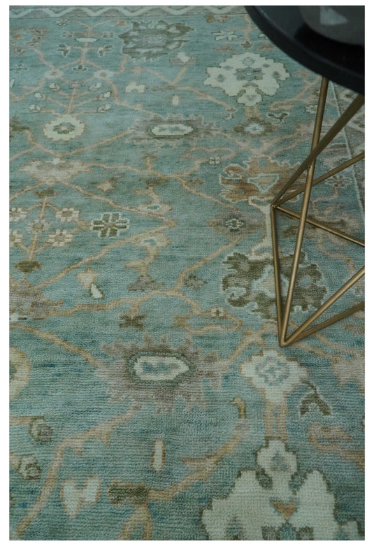 Hand Knotted Oriental Oushak Rug Aqua and Silver Multi Size Ideal for Living, Bedroom, and Dining Rooms |CP1708