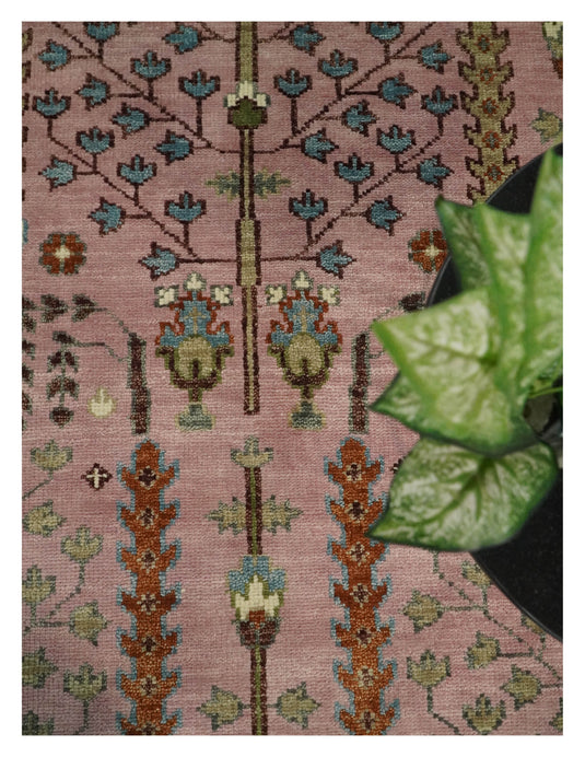 Pink,Olive and Beige Tree of Life Vintage Hand Knotted, Antique Turkish 5x8, 6x9, 8x10, 9x12, 10x14, 12x15 Wool Rug, Living Room Rug CP684S