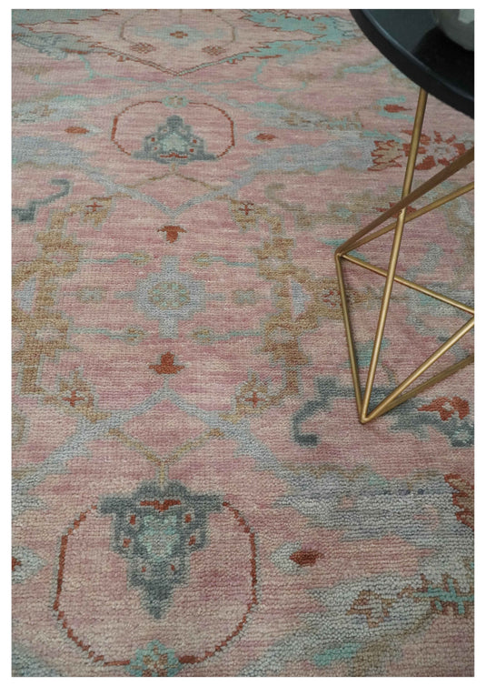 Light Pink Hand knotted Oriental Oushak Multi size wool Area Rug