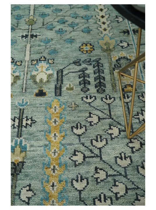 Turkish Wool Oushak Rug, Blue and Ivory Hand Knotted 6x9, 8x10, 9x12 and 10x14 Antique Vintage Style Rug, Bedroom, Living Room Rug-CP563S