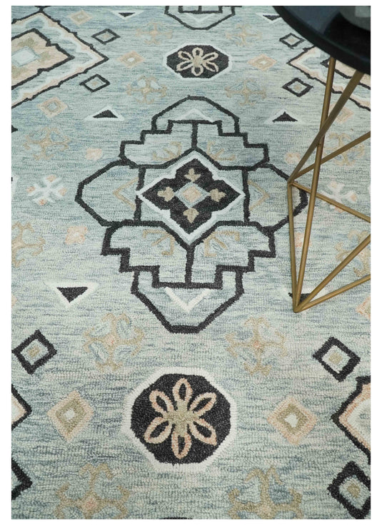 Custom Made Ivory, Gray And Charcoal Traditional Pattern Hand Tufted Wool Area Rug