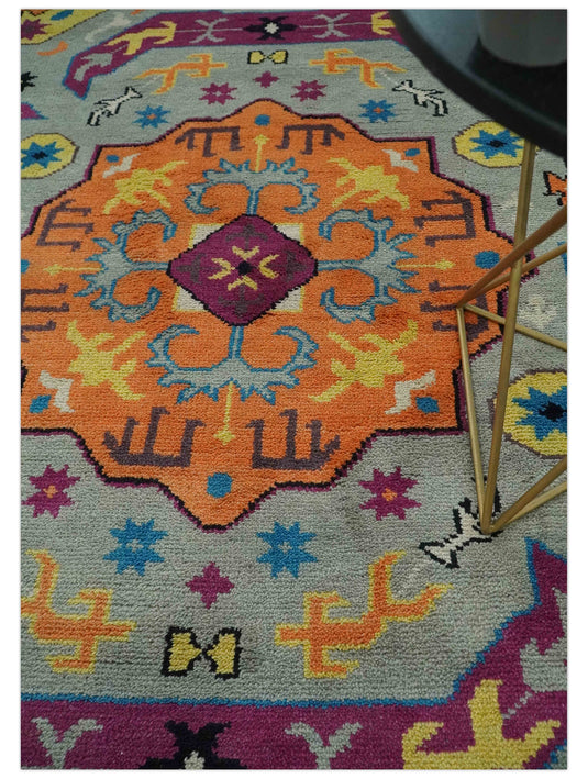 Traditional Pattern Multicolor Hand Knotted 8x10 ft wool Area Rug