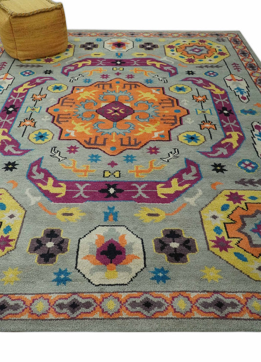 Traditional Pattern Multicolor Hand Knotted 8x10 ft wool Area Rug