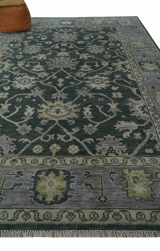 Hand Knotted Traditional Oushak Rug Grey and Charcoal Multi Size Ideal for Living, Bedroom, and Dining Room