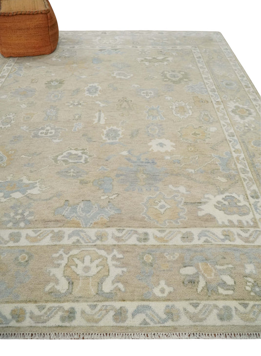 Hand Knotted Traditional Oushak Rug Camel and Ivory Multi Size Ideal for Living, Bedroom, and Dining Room