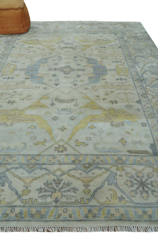 Traditional Oushak Hand knotted Beige and Grey 9x12 wool Area Rug