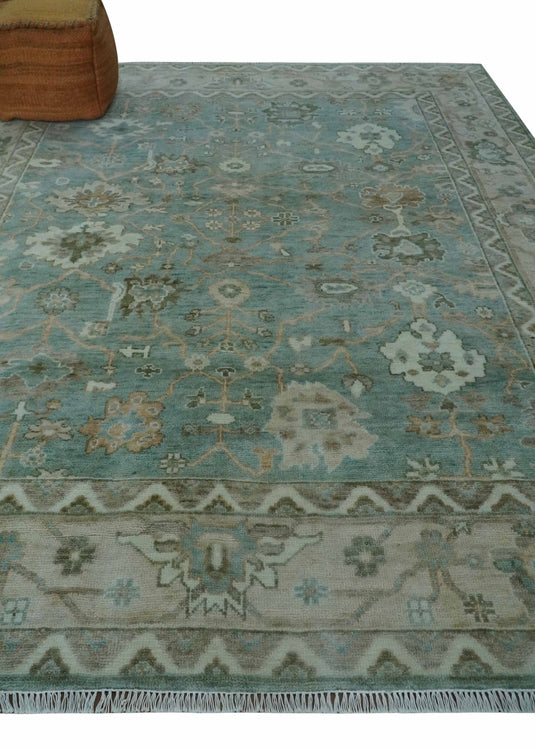 Hand Knotted Oriental Oushak Rug Aqua and Silver Multi Size Ideal for Living, Bedroom, and Dining Rooms |CP1708