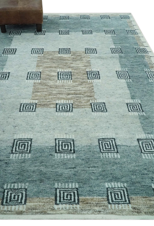 Custom Made Gray, Charcoal And Silver Geometrical Handloomed Wool Area Rug