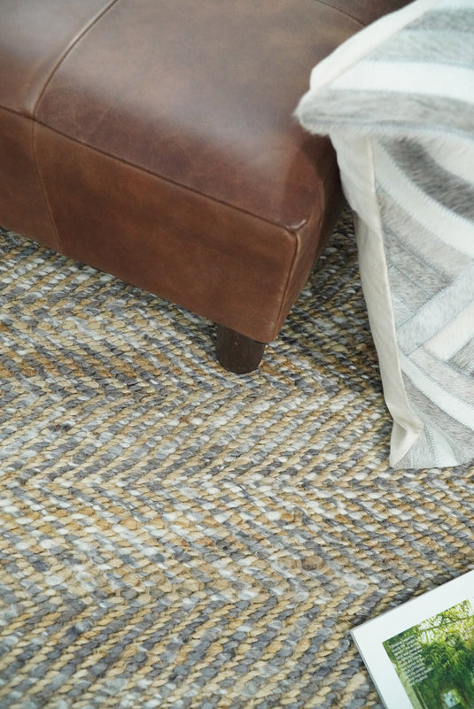 Available in USA Hand-Woven Brown and Charcoal 100% Natural Bedroom, Living Room Rug, kids Room Natural Jute Area Rug -AAJR11- (FC)