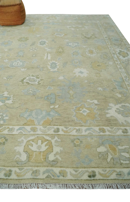 Hand Knotted Traditional Oushak Rug Beige and Ivory Multi Size Ideal for Living, Bedroom, and Dining Rooms |CP1722