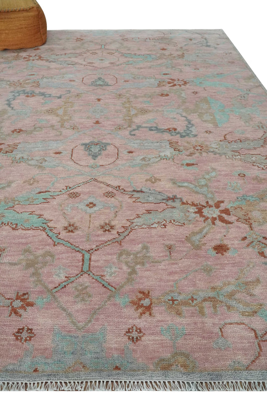 Light Pink Hand knotted Oriental Oushak 9x12 wool Area Rug