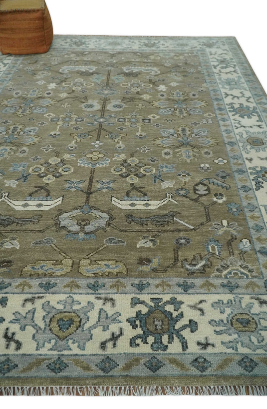 Hand Knotted Oriental Oushak Rug Camel, Ivory and Silver Multi Size Ideal for Living, Bedroom, and Dining Rooms | CP1704