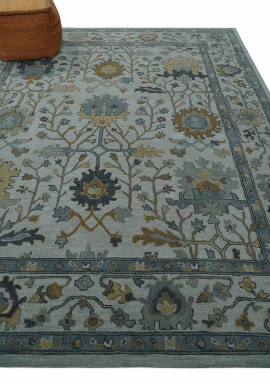 Custom Made Silver, Gray And Beige Hand Tufted Oushak Wool Area Rug