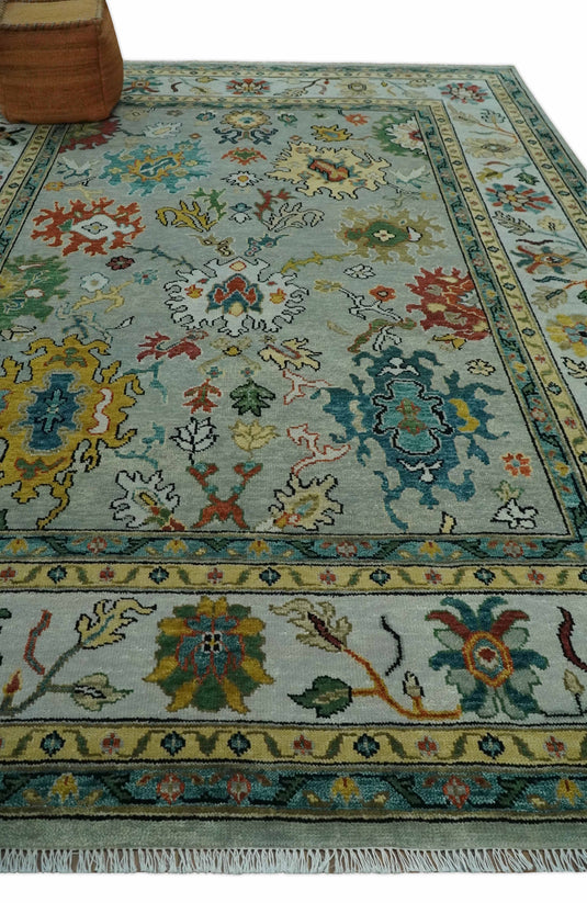 Hand Knotted Oriental Oushak Colorful Rug Silver and Gold Multi Size Ideal for Living, Bedroom, and Dining Rooms |CP1335