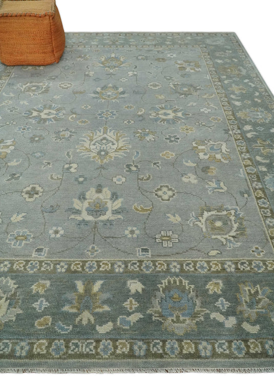 Custom Made Traditional Oriental Gray, Brown And Ivory Hand Knotted Wool Area Rug