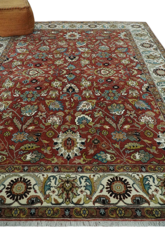 Beautiful Premium look Oushak Hand knotted Brown and Ivory 8x10 wool Area Rug