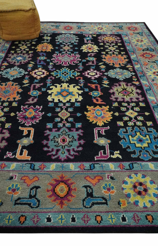 Vibrant Colorful Oushak Hand Knotted 8x10 ft wool Area Rug