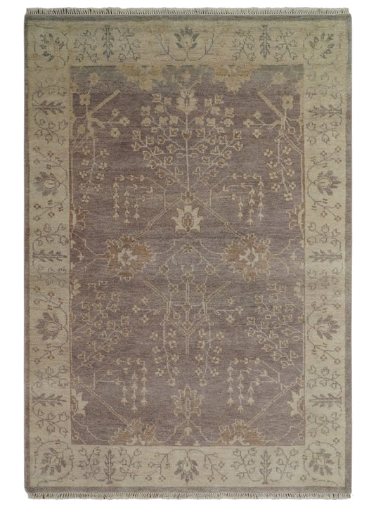 Hand Knotted Beige And Brown Tree of Life Wool Rug 6x8 ft Ideal for Living, Bedroom And Dining Rooms | CP238068