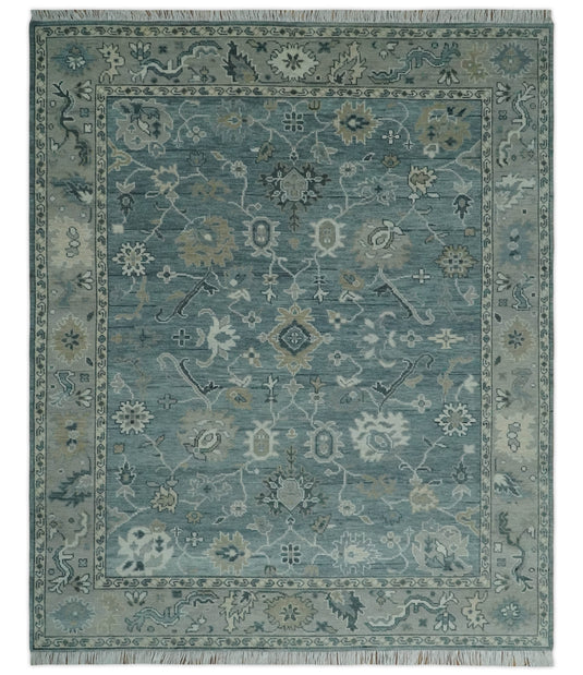 Custom Made Antique Hand Knotted Oushak Gray and Silver Traditional Wool Area Rug