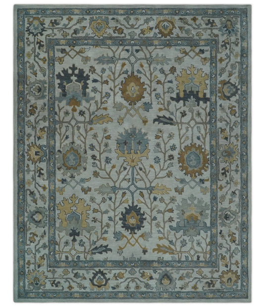 Custom Made Silver, Gray And Beige Hand Tufted Oushak Wool Area Rug