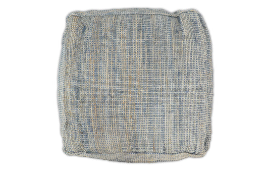 Blue And Brown Natural Large Hand Woven Jute Pouf Footstool, Seat, Foot Rest Living Room, Bedroom