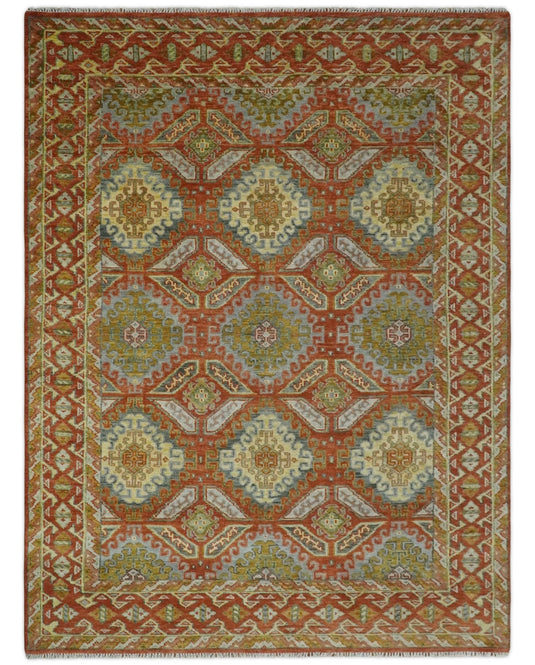 Hand Knotted Oriental Oushak Rug Rust and Beige Multi Size Ideal for Living, Bedroom, and Dining Rooms | CP1781