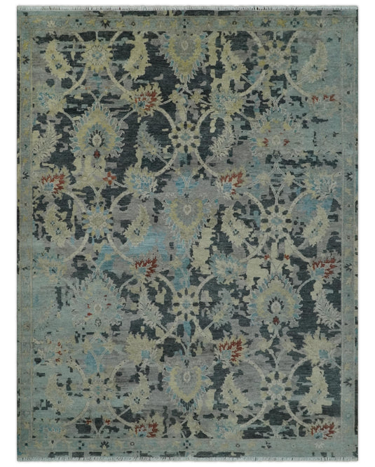 Traditional Silver, Beige and Charcoal Hand knotted wool Area Rug