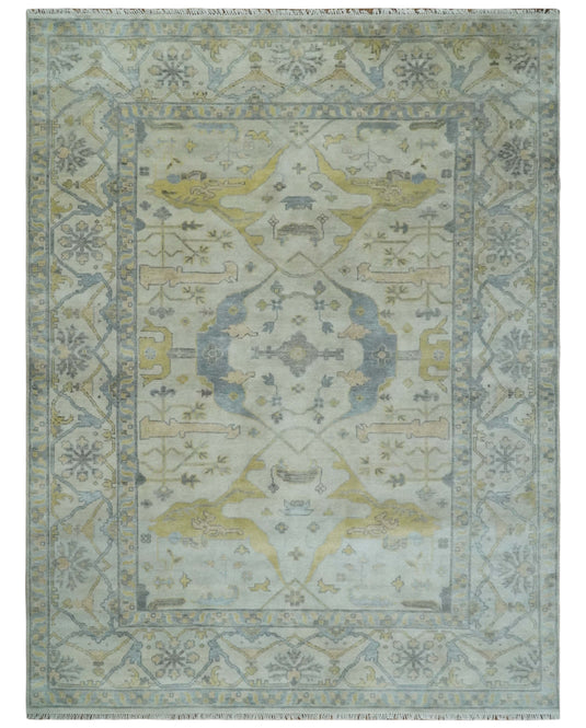 Traditional Oushak Hand knotted Beige and Grey 9x12 wool Area Rug