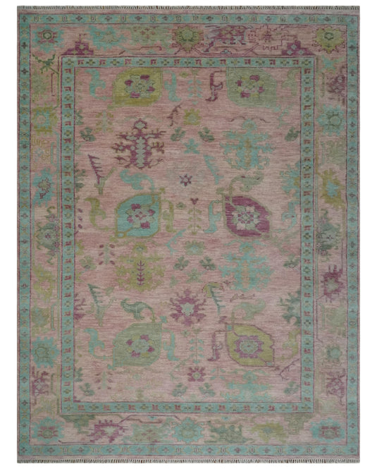 Hand Knotted Vibrant Oriental Oushak Rug Pink and Aqua Multi Size Ideal for Living, Bedroom, and Dining Rooms | CP1711