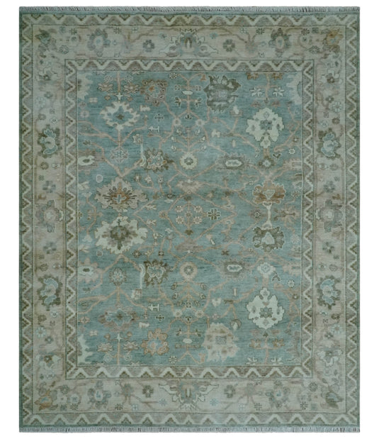 Hand Knotted Oriental Oushak Rug Aqua and Silver Multi Size Ideal for Living, Bedroom, and Dining Rooms |CP1708