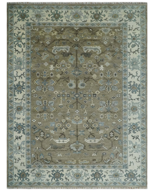 Hand Knotted Oriental Oushak Rug Camel, Ivory and Silver Multi Size Ideal for Living, Bedroom, and Dining Rooms | CP1704