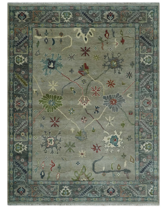 Premium look Hand knotted Camel and Grey 9x12 Oriental Oushak wool Area Rug CP1339912S