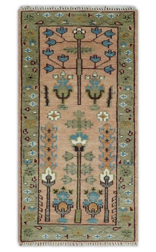 Pink,Olive and Beige Tree of Life Vintage Hand Knotted, Antique Turkish 5x8, 6x9, 8x10, 9x12, 10x14, 12x15 Wool Rug, Living Room Rug CP684S