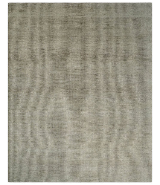 Contemporary Beige And Ivory Hand Knotted 8x10 ft Bedroom, Living Room Rug Wool Area Rug