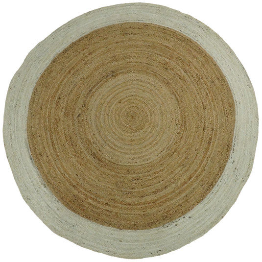 Available in USA Hand Braided Brown and White 100% Natural Bedroom, Living Room Rug, kids Room Natural Round Jute Area Rug -AAJR4- (FC)