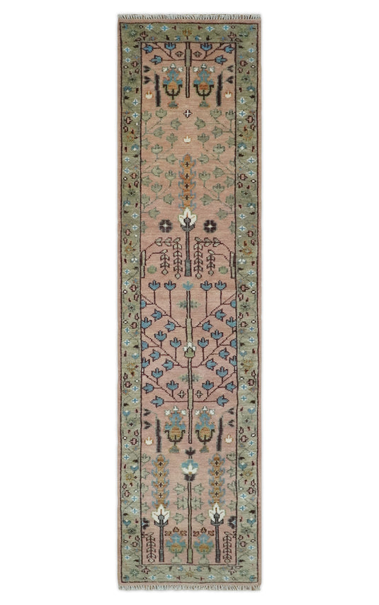 Pink,Olive and Beige Tree of Life Vintage Hand Knotted, Antique Turkish 5x8, 6x9, 8x10, 9x12, 10x14, 12x15 Wool Rug, Living Room Rug CP684S