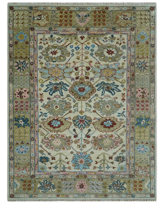 Custom Made Hand Knotted Colorful Oriental Oushak Rug Wool Area Rug