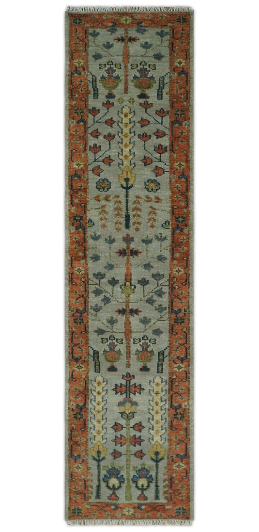 Blue and Rust, Tree of Life Vintage Persian Hand Knotted, Antique Turkish 5x8, 6x9, 8x10, 9x12, 10x14, 12x15 Wool Rug, Living Room | CP204S