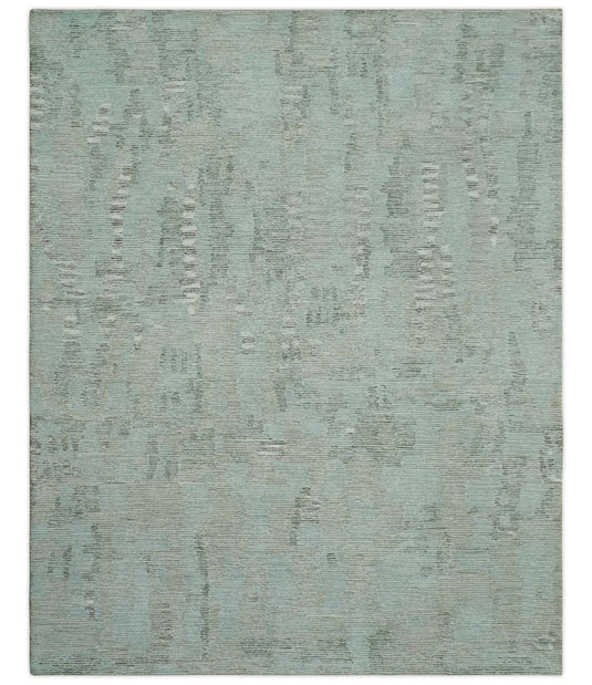 Modern Abstract Charcoal And Gray Hand Knotted 8x10 ft Bedroom, Living Room Rug Wool Area Rug- (FC)