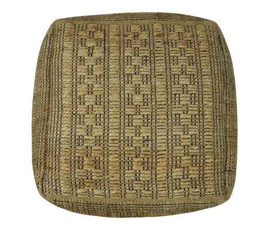 Modern Beige Jute Ottoman Footstool, Seat, Foot Rest Living Room, Bedroom