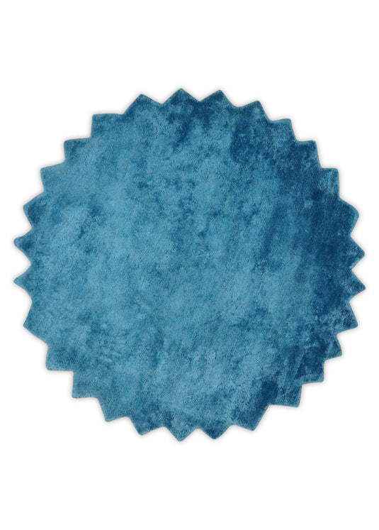 Modern Solid Blue Reflections Hand Tufted 4x4R ft Bedroom, Living Room Rug Art Silk Area Rug