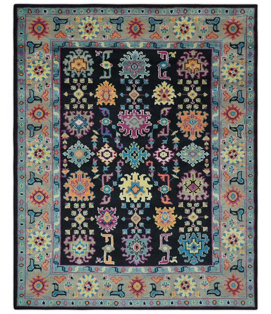 Vibrant Colorful Oushak Hand Knotted 8x10 ft wool Area Rug