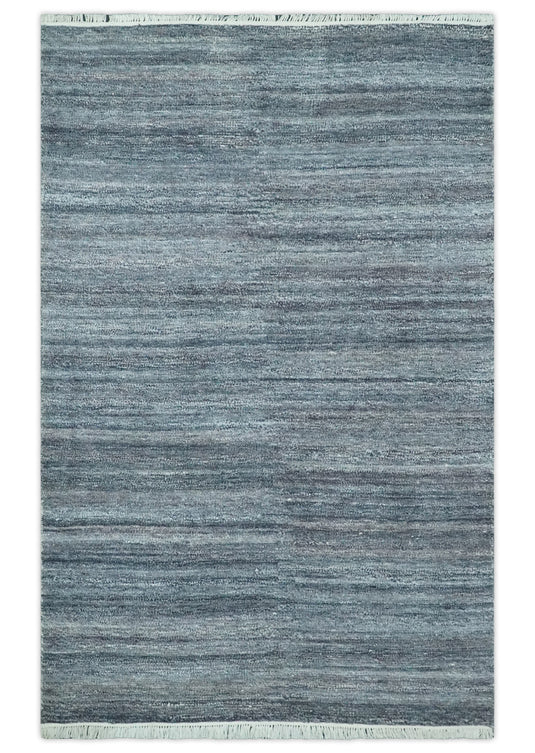 Abstract Black, Charcoal and Gray Handwoven 5x8 ft Bedroom, Living Room Rug Pet Yarn Area Rug