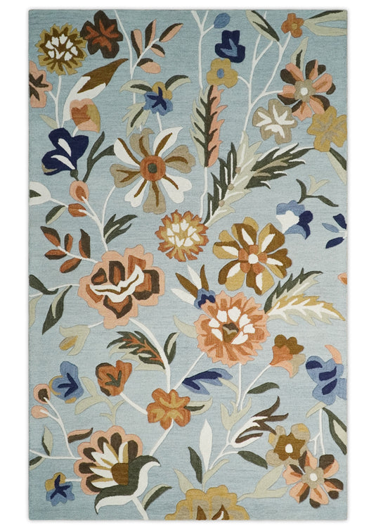 Custom Made Premium Colorful Floral Pattern Hand Tufted  Wool Area Rug