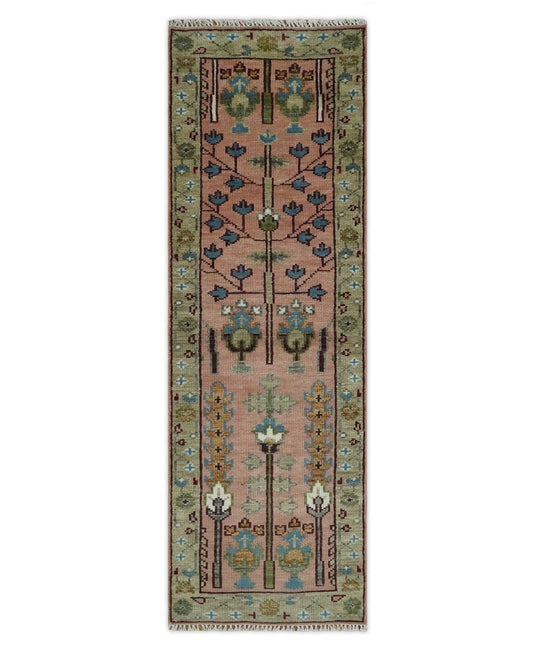 Pink,Olive and Beige Tree of Life Vintage Hand Knotted, Antique Turkish 5x8, 6x9, 8x10, 9x12, 10x14, 12x15 Wool Rug, Living Room Rug CP684S