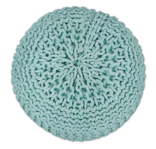 Handmade Aqua Macrame Pouf Ottoman Footstool, Seat, Foot Rest Living Room, Bedroom