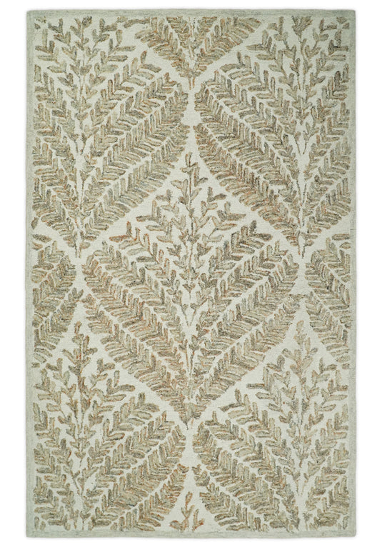 Custom Made Beige And Ivory Hand Tufted Wool Area Rug